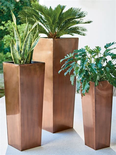 stainless steel tall outdoor planters